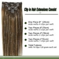 thumbnail image 4 of Extensions de Cheveux Humains à Clip Remy Brun Chocolat à Caramel Blond Balayage 7 Pcs 120g 14 Pouces, 4 of 5