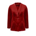thumbnail image 6 of ClodeEU Women's Notched Lapel Velvet Blazer Suit Jacket,Long Sleeve Button Work Office Blazer Jacket Red,Womens Plus M, 6 of 8