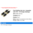 thumbnail image 2 of Front Stabilizer Bar Link - Compatible with 1970 - 1974 Dodge Challenger 1971 1972 1973, 2 of 2
