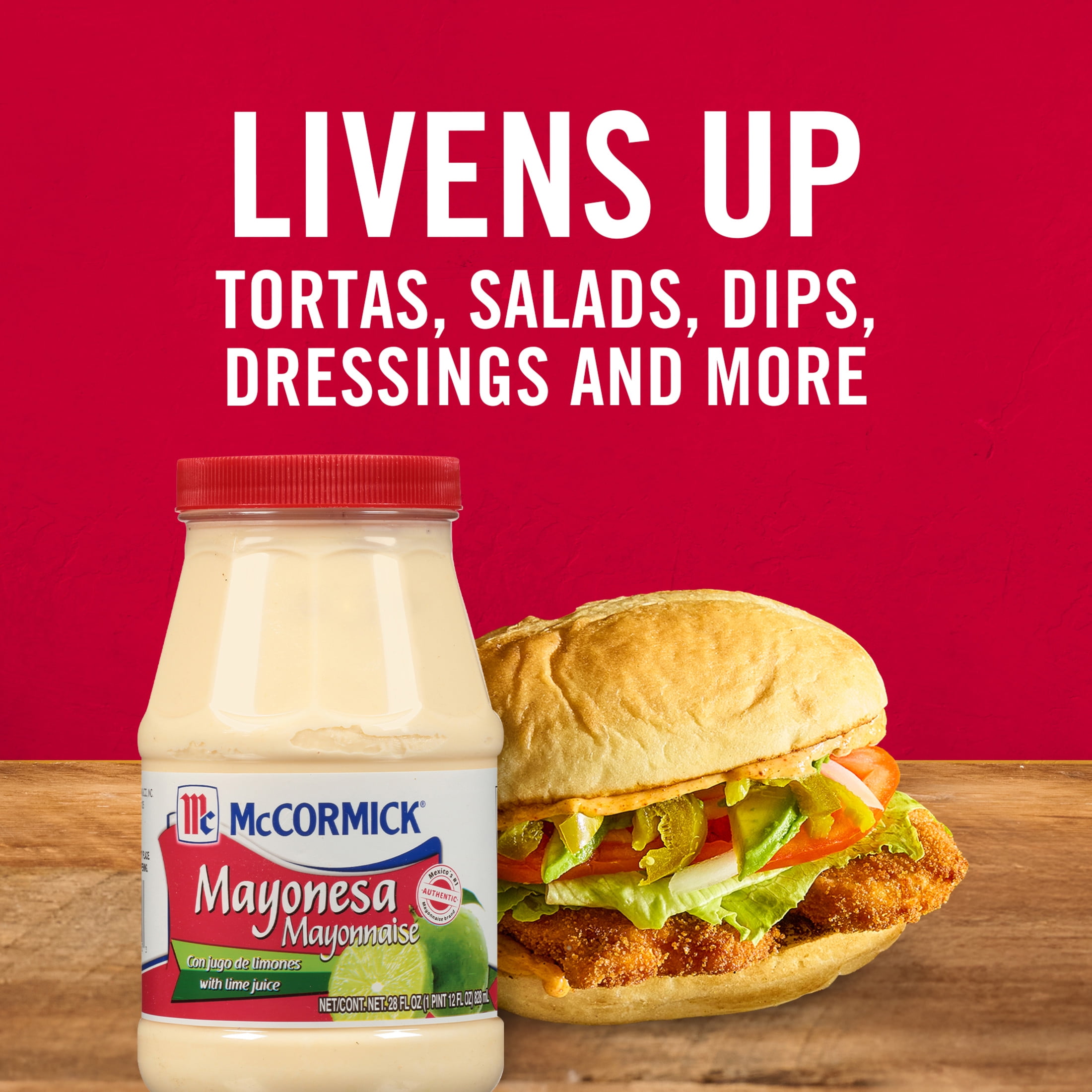 (12 pack) McCormick Mayonesa (Mayonnaise) With Lime Juice, 28.0 fl oz Jar