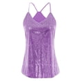 thumbnail image 2 of SGMVNU Womens Sequins Tank Tops V Neck Sleeveless Camisole Shirts Tank Tops for Women 3XL Ladies Summer Trendy Tops Clubwear(Purple,XL), 2 of 2