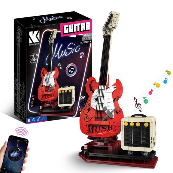 GZBricker Guitar Building Set Artist APP Control Compatible with Lego Musical Instrument Model Home Desk Decor for Adults