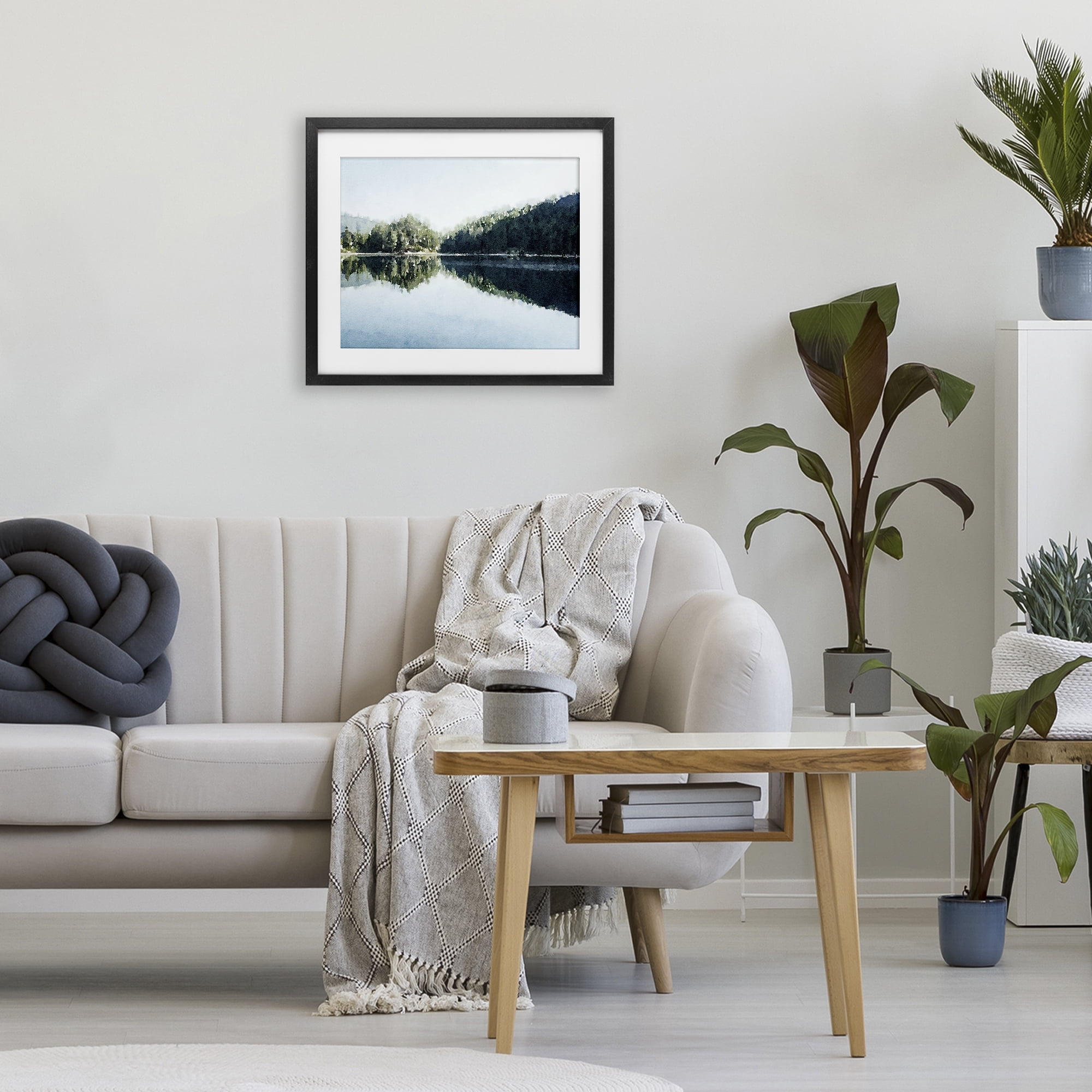 Stupell Industries Blue Lake Reflections Black Framed Print Under Glass, design by Kim Curinga