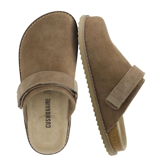 Cushionaire Boulder Genuine Leather Clogs for Women, Slingback Slip On Shoes with Adjustable Swivel Back Strap and Memory Foam Footbed