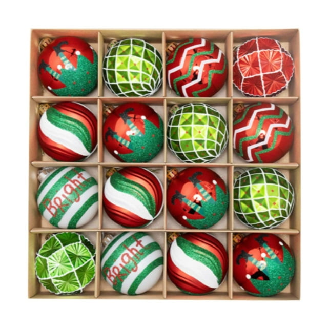 16 bolas navideñas para decorar guirnaldas y coronas para la fiesta de Acción de Gracias. Rojo Verde Blanco