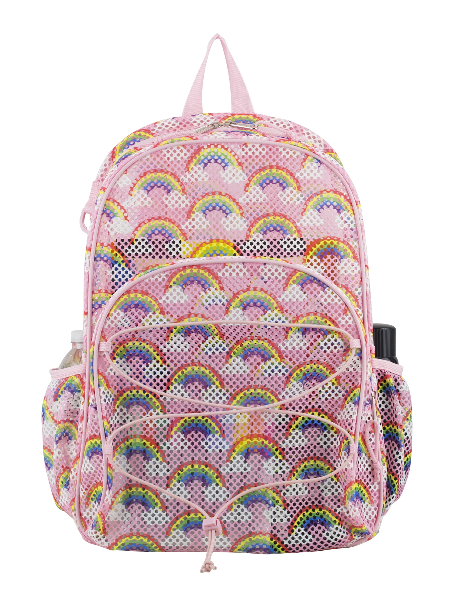 Eastsport Unisex Mesh Bungee Backpack with Padded Shoulder Straps, Rainbow Print