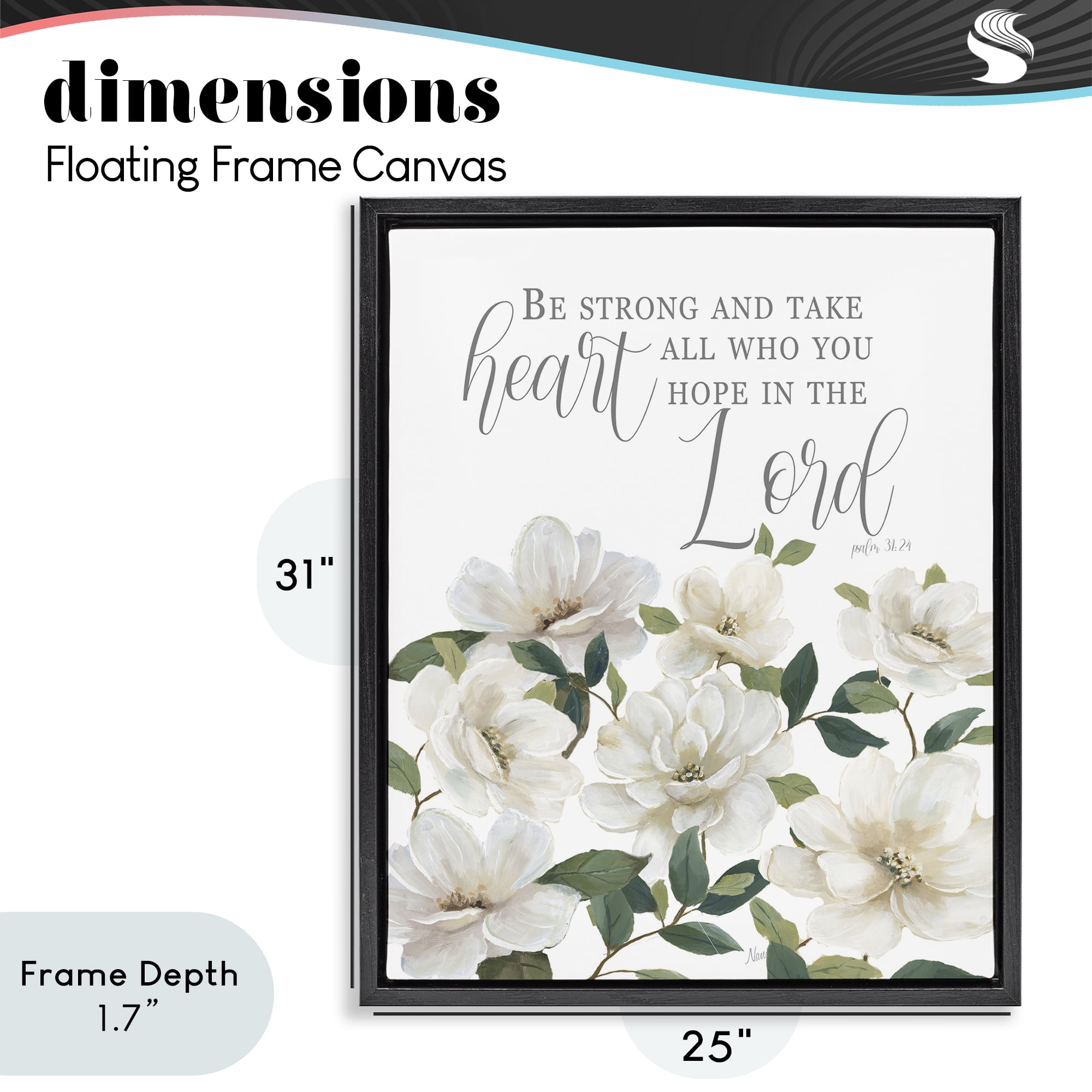Stupell Industries Be Strong And Take Heart Black Framed Floater Canvas Wall Art, design by Nan