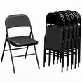 thumbnail image 1 of HOMCOM Metal Folding Chairs with Linen Cushion Foldable Chairs Black, 1 of 9