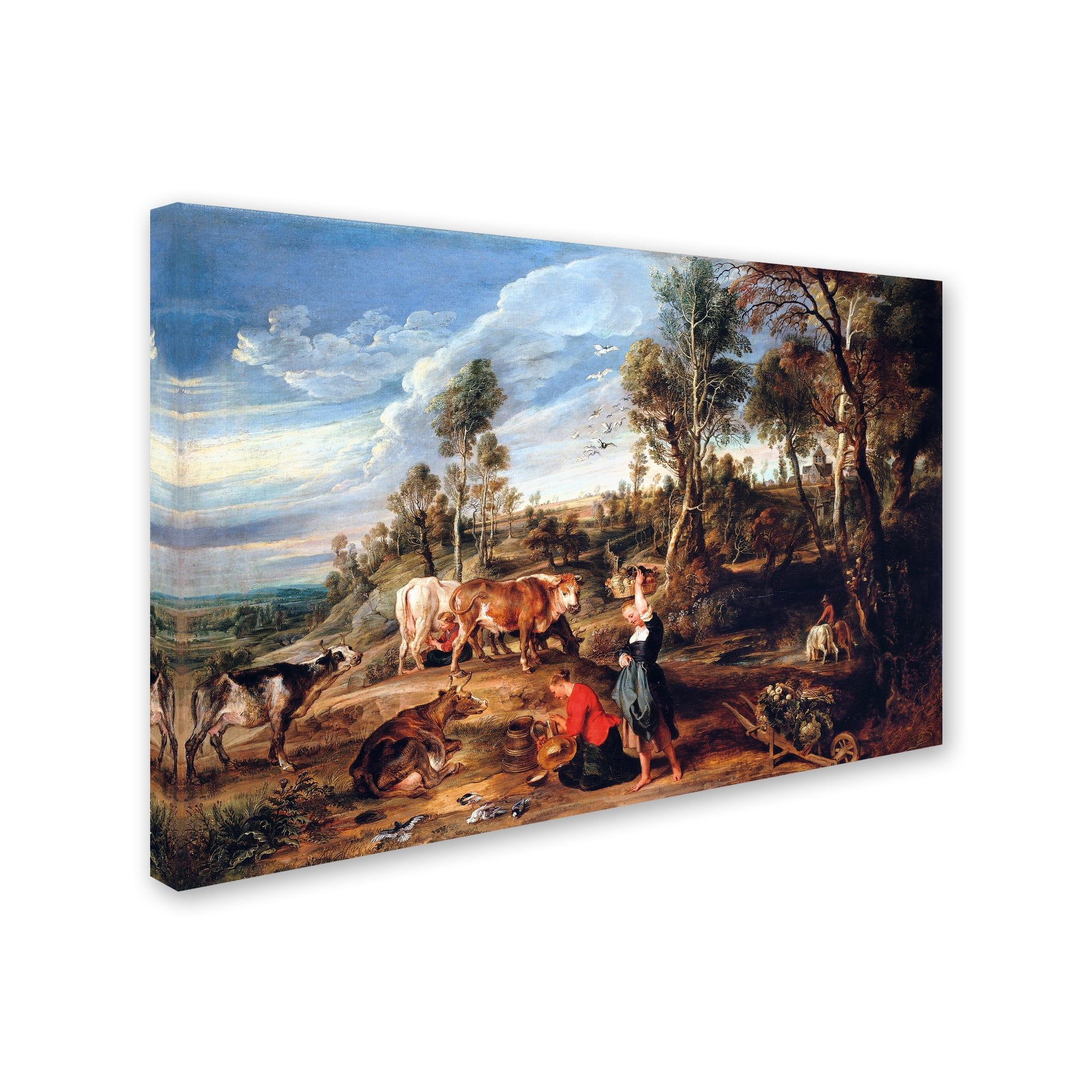 Trademark Fine Art 'Milkmaids With Cattle In A Landscape' Canvas Art by Peter Paul Rubens