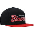 thumbnail image 3 of Men's Mitchell & Ness Black Portland Trail Blazers Hardwood Classics MVP Team Script 2.0 Snapback Hat - OSFA, 3 of 5