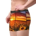 thumbnail image 2 of Sikiie Sunset Golden Sunflower Field Print Men's Boxer Briefs, Elastic Waistband Boxer Briefs Leggings-XX-Large, 2 of 5