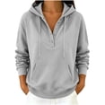 thumbnail image 5 of Qgtaibl Womens Oversized Sweatshirts Button V Neck Raglan Long Sleeve Casual Hoodies Drawstring Kangaroo Pocket Pullover Tops Gray S, 5 of 7