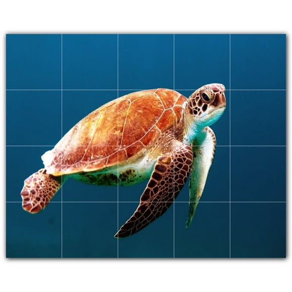 Picture-Tiles.com: Turtle Ceramic Tile Wall Mural WAL501083-54M. 30"W x 24"H using (20) 6" x 6" Ceramic Tiles-Satin Finish