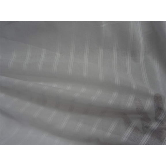 100% Cotton self stripe fabric white color 44" wide [8803]