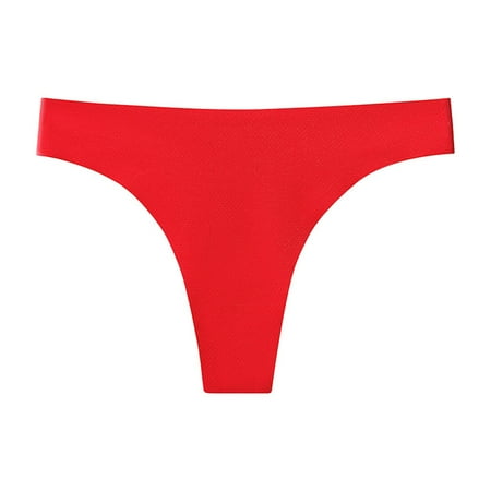 

KDDYLITQ Thongs for Women Seamless T Back Low Rise Sexy Solid Panty Red M