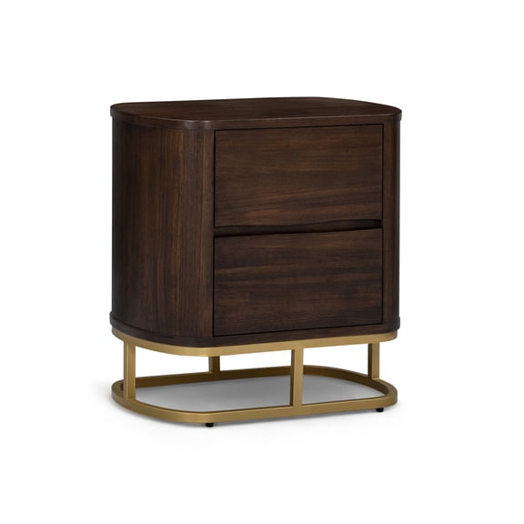 Teamson Home Seneca Modern 2-Drawer Wood Nightstand with Storage Drawers and Elevated Metal Base