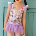 thumbnail image 4 of Baby Girls One-Piece Sparkly Sequins Mermaid Fish Scale Ruffles Swimsuit Swimwear Bathing Suit, 4 of 6