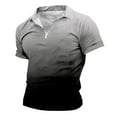 thumbnail image 4 of HBFAGFB T-Shirts for Men Summer Lapel Quarter Zip Pullover Men Gradient Print Retro Tops Grey Size M, 4 of 4