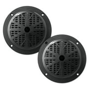 Pyle PLMR41B Dual 4.0'' Waterproof Marine Speakers, 2-Way Full Range Stereo Sound, 100 Watt, Black (Pair)