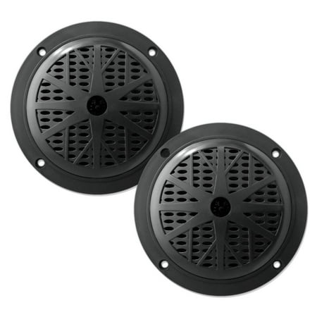 PYLE PLMR41B - 4 Inch Dual Marine Speakers - Waterproof and Weather Resistant Outdoor Audio Stereo Sound System with Polyprone Cone, Cloth Surround and Low Profile Design - 1 Pair