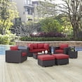 thumbnail image 2 of Modern Contemporary Urban Design Outdoor Patio Balcony Eight PCS Sectional Sofa Set, Red, Rattan, 2 of 9