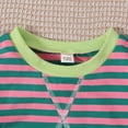 thumbnail image 5 of GYRATEDREAM Girls Striped Crewneck Sweatshirt Kids Cotton Long Sleeve Oversized Fashion Pullover Tops Children Fall Winter Clothes Bluish Yellow for 6-14Y, 5 of 8