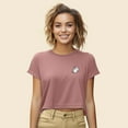 thumbnail image 4 of Dalix Heartly Ghost Embroidered Cropped Flowy Soft Cotton Short Sleeve T Shirt Womens in Mauve L Large, 4 of 5