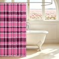 thumbnail image 3 of Manfei Geometric Check Shower Curtain 72Wx84L,Classic Plaid Theme Bathroom Shower Curtain,Pink Purple, 3 of 5