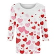 thumbnail image 4 of Tops for Womens Valentine's Day 3/4 Sleeve Tshirts Fashion Cute Heart Graphic Tee Shirts Outfits, 4 of 5
