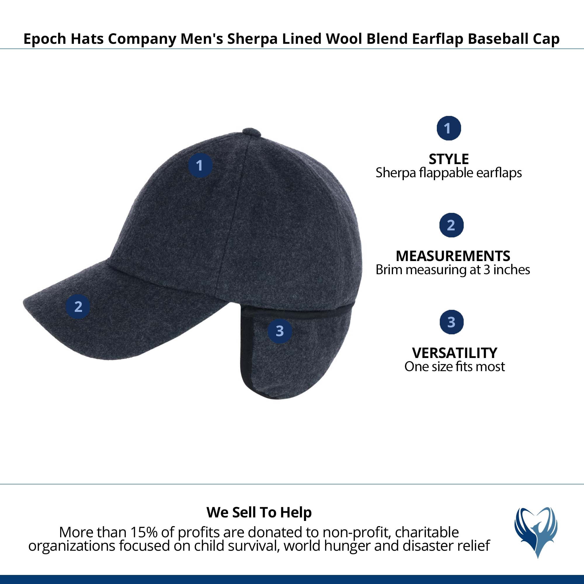 Epoch Hats Company  Sherpa Lined Wool Blend Earflap Baseball Cap (Men)