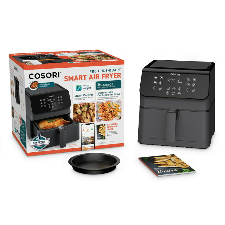 COSORI Pro II 5.8-Quart Smart Air Fryer, 12-in-1, Walmart Exclusive Bonus,  Voice Control, Light Gray