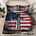 thumbnail image 2 of American Flag Sheet Set for Teen Camo Black White USA Flag Bed Sheets Set 4 Pieces, The Cross Theme Sheets for Devout Protestant Religious Patriotic Style Top Fitted Sheet King Size, 2 of 5