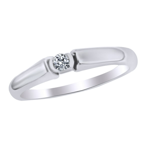 AFFY White Natural Diamond Accent Solitaire Promise Ring In 10k White Gold