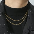thumbnail image 3 of EUEAVAN Double Layer Stainless Steel Chain Combination Necklace Gold, 3 of 6
