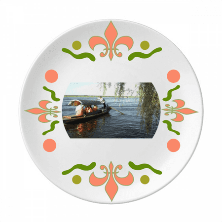

Sunset Boat Art Deco Fashion Flower Ceramics Plate Tableware Dinner Dish