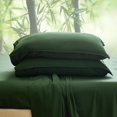 thumbnail image 5 of Simple&Opulence 100% Viscose from Bamboo Sheet Set 4Pcs, Cooling for Hot Sleepers, Soft Breathable Bed Sheets Set, 15" Deep Pockets, Luxury Hotel Silky Bedding Sheets (Dark Green,King), 5 of 6