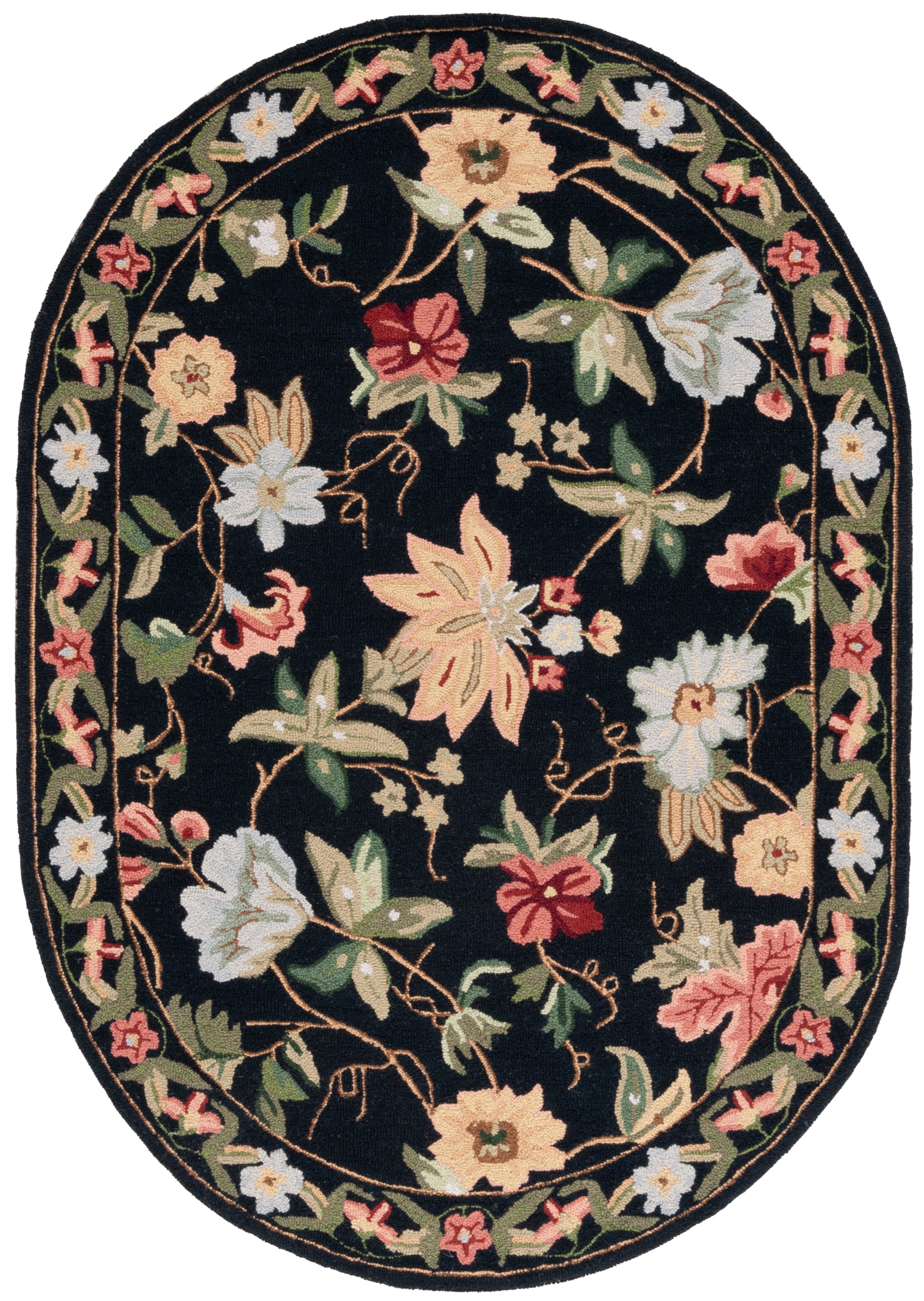 Safavieh Chelsea Gisselle Bordered Wool Area Rug, Black, 4' x 6' Oval