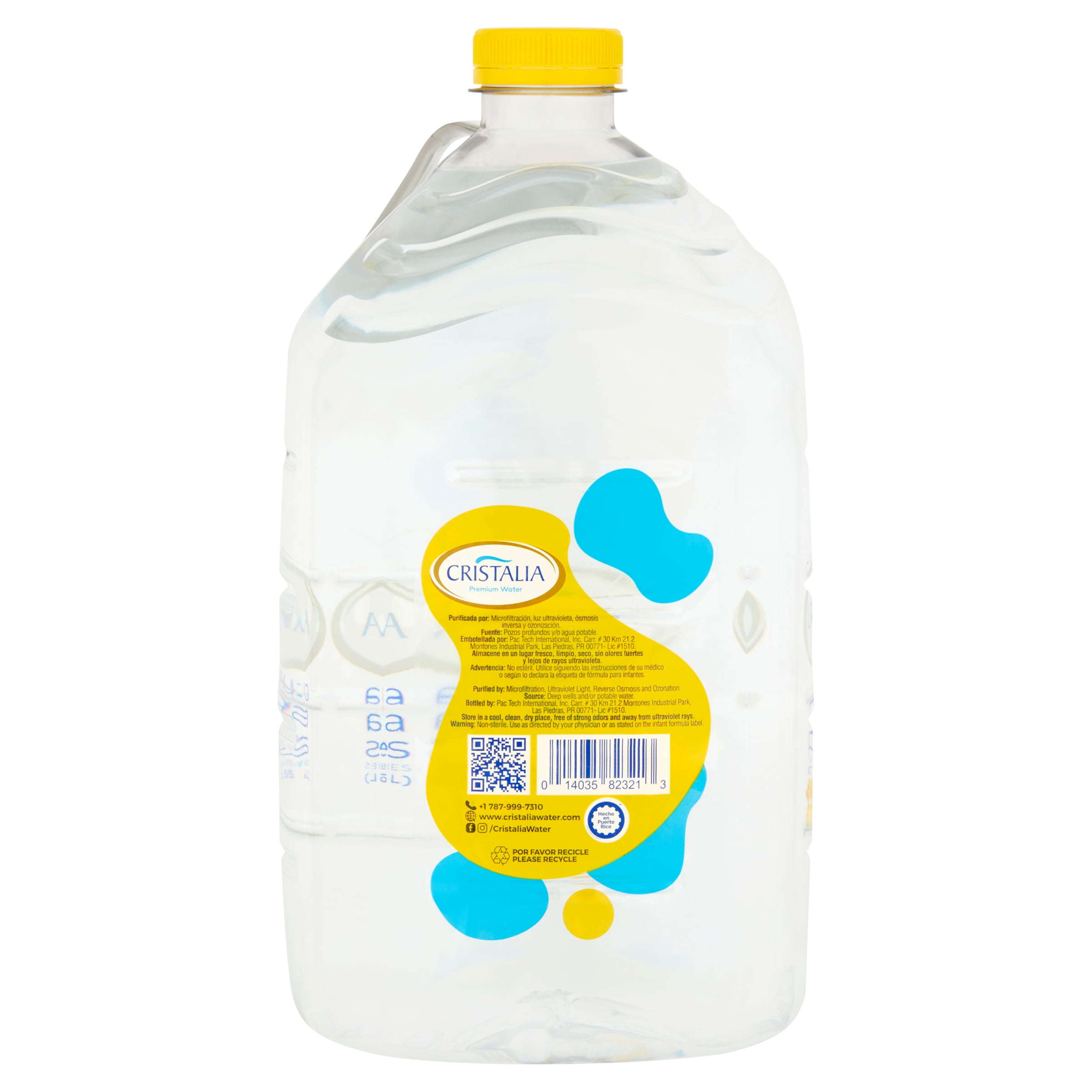 Cristalia, Purified Water, For Babies,  120 oz, Plastic Gallon
