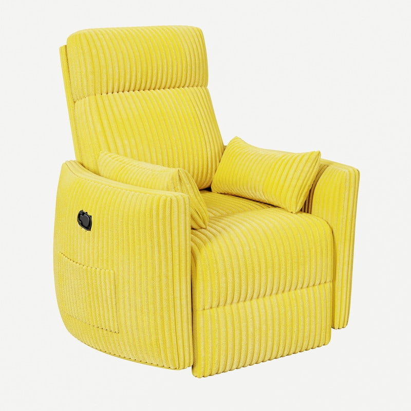 Homall 360° Power Swivel Recliner High Back Adult Rocker Recliner Chair with 2 Pillows for Nursing Expectant Mothers,Corduroy Yellow