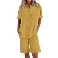 thumbnail image 4 of Resicozy 2 Piece Sets for Women Summer Shorts Oversized Short Sleeve and Bermuda Shorts Lounge Sets Matching Outfits Clothing Earthy Yellow 2XL, 4 of 6