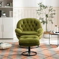 thumbnail image 2 of Velvet Swivel Accent Chair with Ottoman Set, Modern Lounge Chair with Metal Base & Footrest, Comfy Single Sofa Chair for Living Room Bedroom, Green, 2 of 7