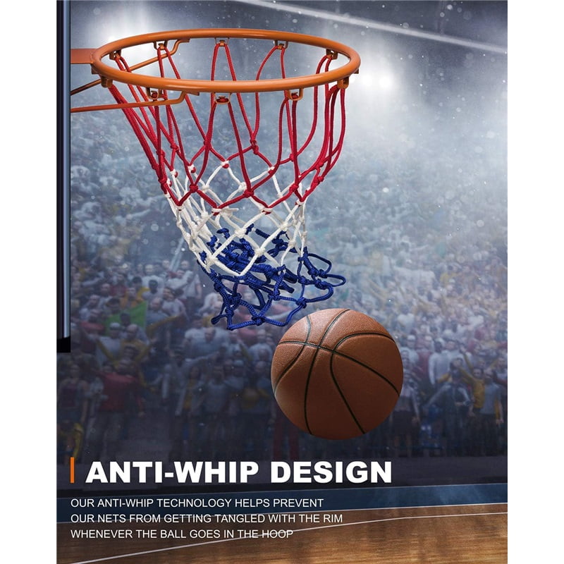 Replacement basketball net, thickened and durable, suitable for standard indoor and outdoor basketball hoops, all-weather whiplash protection - 12 rings