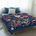 thumbnail image 4 of Navy Blue Flowers Blanket Soft Cozy Warm Throw Blanket for Couch, Plush Fuzzy Flannel Fleece Blankets for Sofa, Spring Vintage Floral Leaves Farmhouse Bed Blankets Lightweight Gifts for Men, 50"x60", 4 of 9