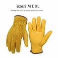 thumbnail image 5 of Leather Work Gloves For Men And Women Cowhide Gloves With Elastic Cuff Winter Warm Gloves For Wood Cutting/ Construction/ Truck Driving/ Gardening/ Yard Working Yellow, XL, 5 of 6