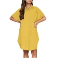 thumbnail image 4 of Ovzne Robes pour Femmes 2025 Robe d'Été Chemise-Jupe Boutonnée avec Col en Coton et Lin Mini Robe Chemise Robe d'Été Liquidation, 4 of 7