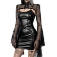 thumbnail image 4 of Vestido De Mujer En General Plisado Con Cordones Laterales Punk Clubwear Party Rave Dress Con Hebilla XBTCLXEBCO Negro;S, 4 of 6