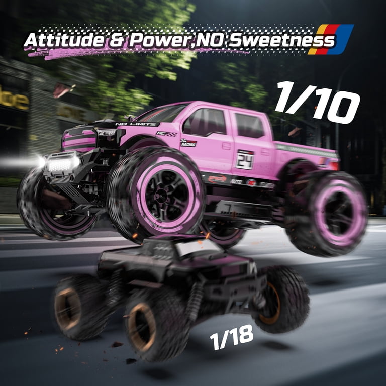 Deerc 1:10 High-Speed 4WD RC Monster Truck, Pink photo 5