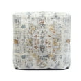 thumbnail image 4 of Ox Bay Vinita Square Light Gray/Multi Medallion Distressed Indoor Pouf Ottoman,18"H x 18"W, 4 of 10