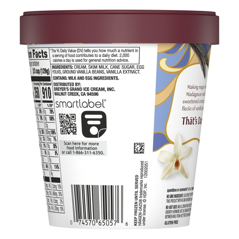 Haagen Dazs Vanilla Bean Ice Cream, Gluten Free, Kosher, 14