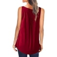 thumbnail image 2 of QELUSQELUS Women Pullover Sleeveless Buttons Pleated Solid Daytime Tank Top, 2 of 3